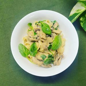 creamy mushroom tagliatelle - vegan pasta dish