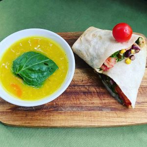 comforting lunch - soup and wrap